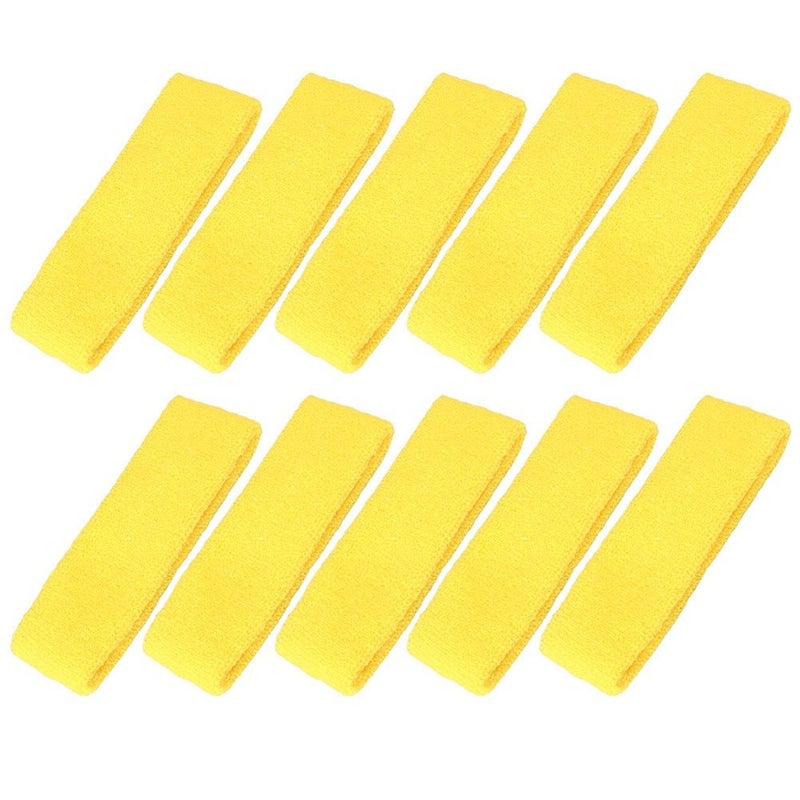 Mallofusa ? 10 PCS Cotton Sports Basketball Headband/Sweatband Head Sweat Band/brace Gift Party Outdoor Activities (Yellow) - Image 1